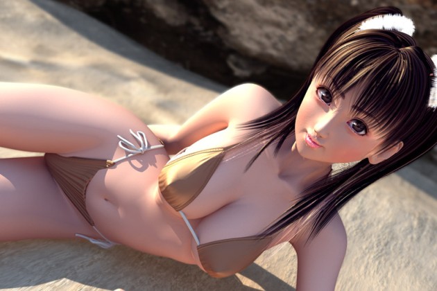Breathtaking eyes of bikini manga girl
