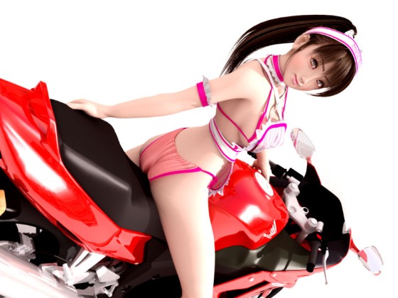 Sexy manga slut on a motorbike