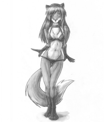 Naked fox lady with animal face and boobs