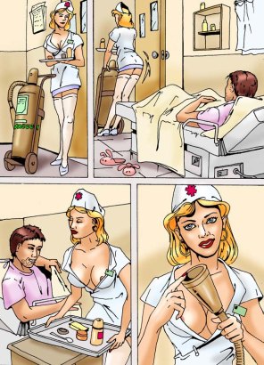 Short skirt nurse takes sperm sample